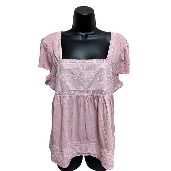 Lucky Brand Tops - Lucky Brand Pink Short Sleeve Blouse - Women's Large